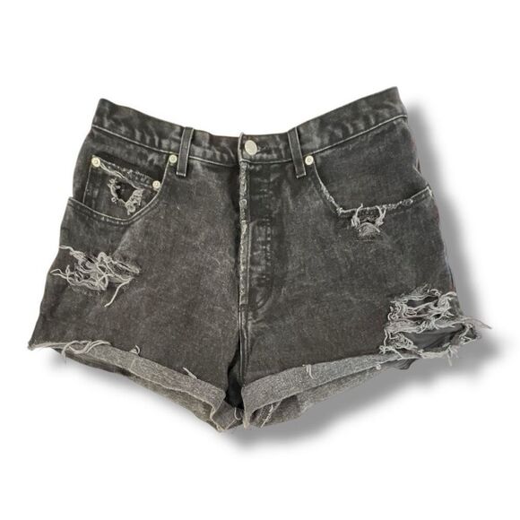 Vintage Guess Distressed Button Fly Denim Jean Shorts Size 32 - Picture 1 of 6